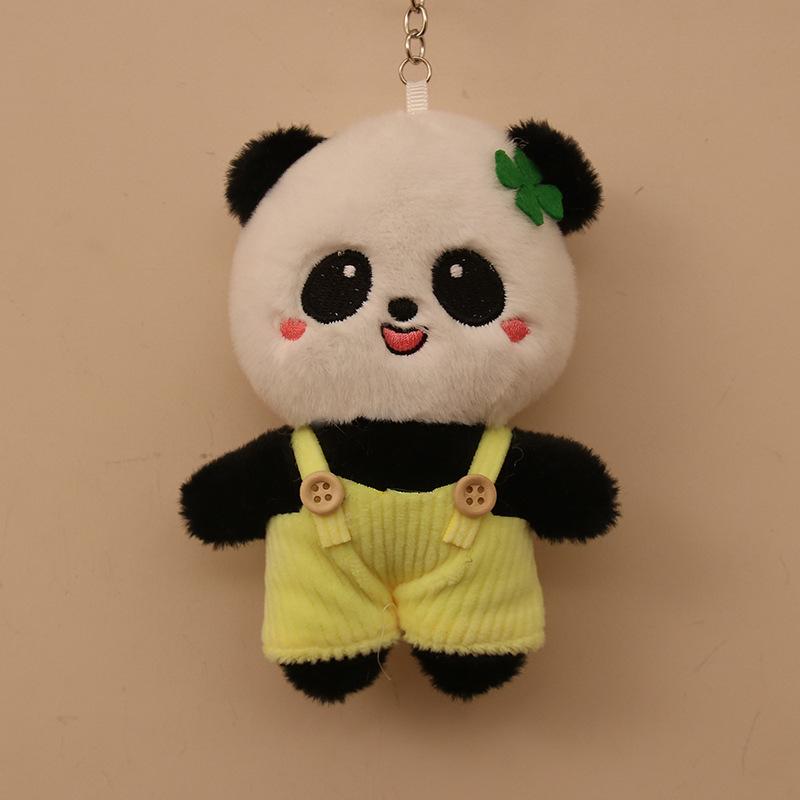 Cute Overalls Panda Scratch Doll Doll Plush Toy Cartoon Keychain School Bag Pendant Gift