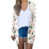 Cardigan casual da donna con stampa natalizia, lunghezza media, giacca a maniche lunghe