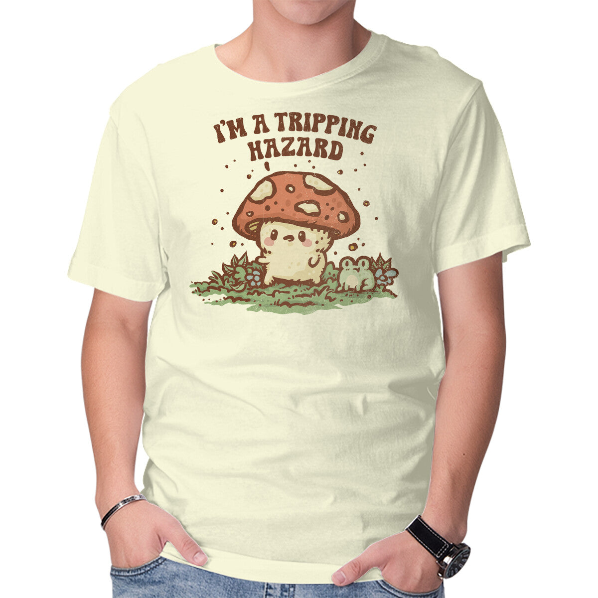 Unisex Crew Neck T-Shirt Tripping Hazard Graphic Short Sleeve Casual Tee M