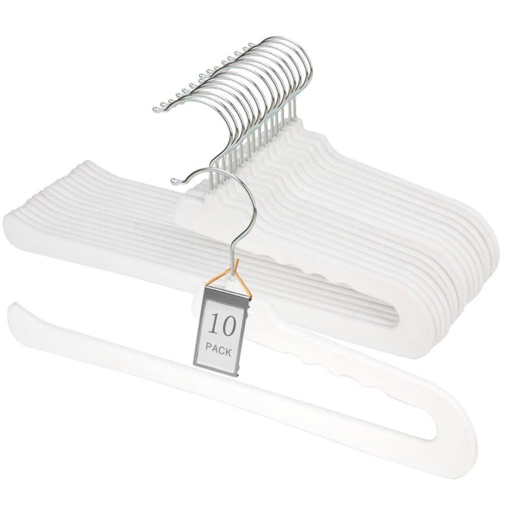 10PCS White Clothes Hanger Slim Design Velvet Hangers Trouser Hanger  Closet Organization
