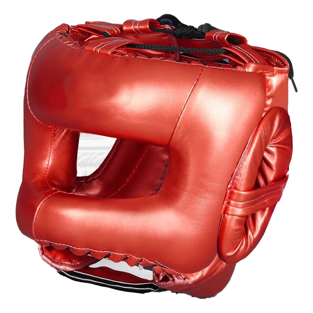 Full Face Kick Boxing Helmets PU Leather Training Sparring Headgear Helmets Martial Art Headgear Protector Enduring