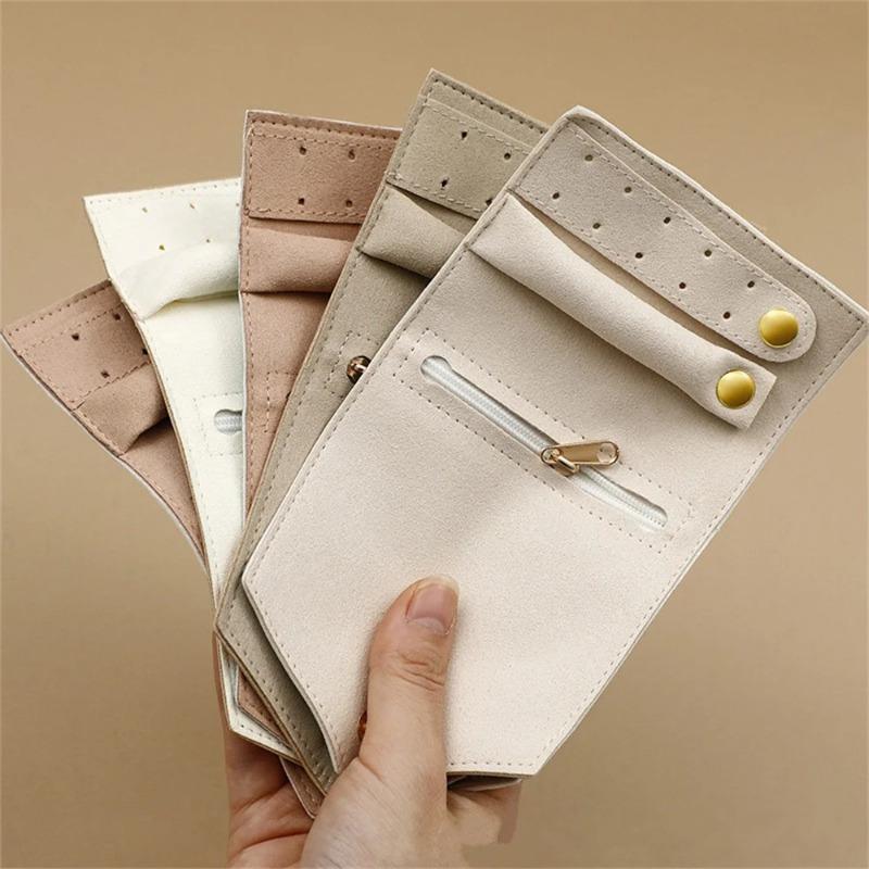 Portable Jewelry Organizer Bag for Women Travel Multi-functional Earrings Ring Necklace Storage Bag PU Creative Jewelry Roll