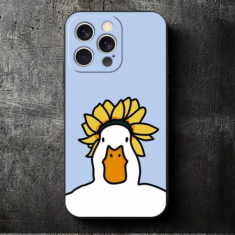Funny Cartoon Goose Game Soft Phone Case for iPhone 16 16E 17 Air 15 Pro Max 14 Plus 13 Mini 11 12 7 Black Cover Back Shell