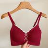 Womens Seamless Lace Cotton Bra V Neck Wireless Push Up Support Non-Slip Comfortable Underwear