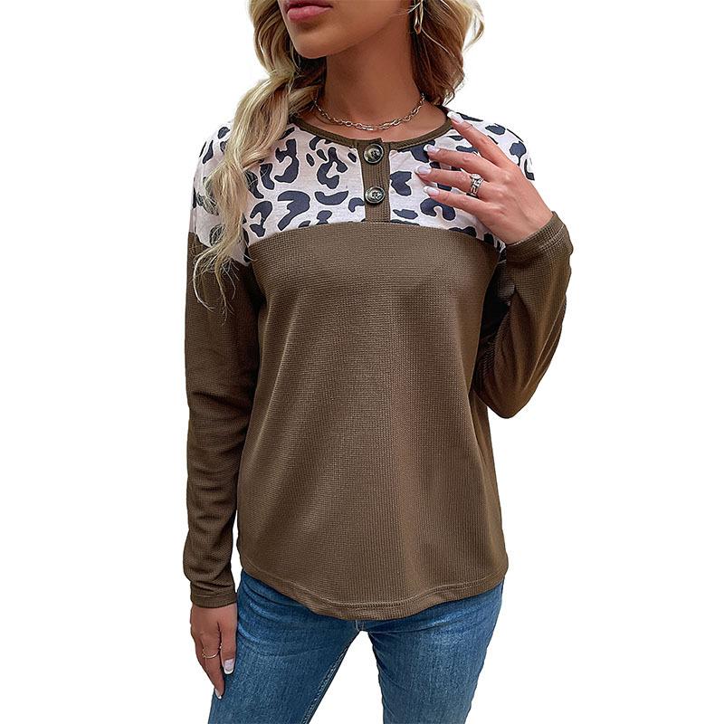 Woman Clothing Fashion Casual Tops Shirts Fashionable and Casual Temperament Autumn New Women's Long-sleeved Leopard Print Knit Sweater Fall