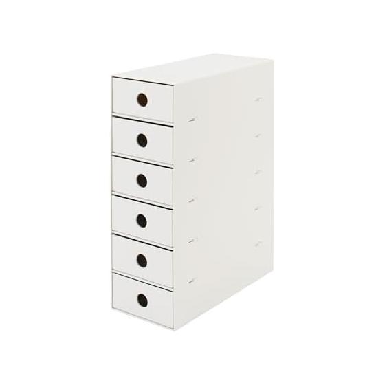 MUJI 6-tier recycled polypropylene accessory storage box, white gray, approx. width 11 x depth 24.5 x height 32 cm 83904432