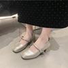 French retro Mary Jane shoes women's 2025 spring and summer new versatile single shoes light mouth silver small leather shoes Doudou shoes