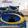 Set Copripiumino Trapuntato con Motivo Gatto Nero Federa Decorazione per la Casa Regalo di Compleanno (1 * copripiumino + 2 * federa, senza nucleo)