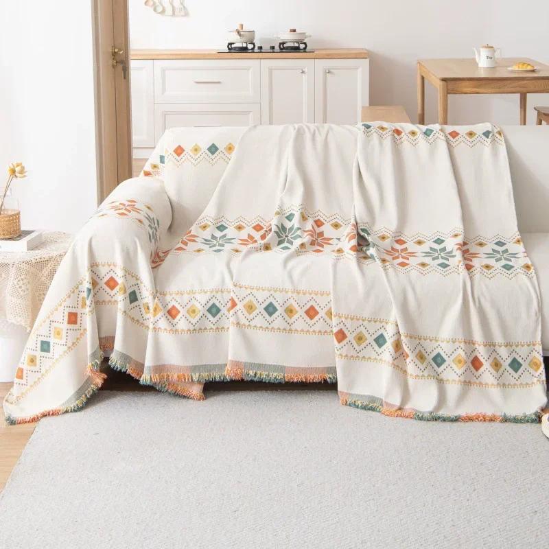 Bohemian Sofa Cover Cloth 2025 New All Seasons Universal Chenille Anti-cat Scratch Cushion Non-slip Full Cover Towel
