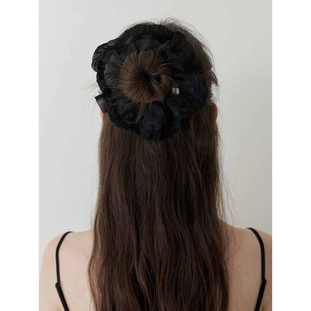 Organdy Petit Lace Scrunch - Black