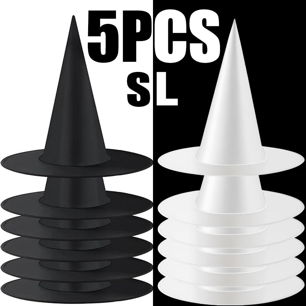 Halloween Magic Wizard Hat Triangle Witch Cap Kids Adults Halloween Party Cosplay Costume Props Black White Yard Hanging Hats
