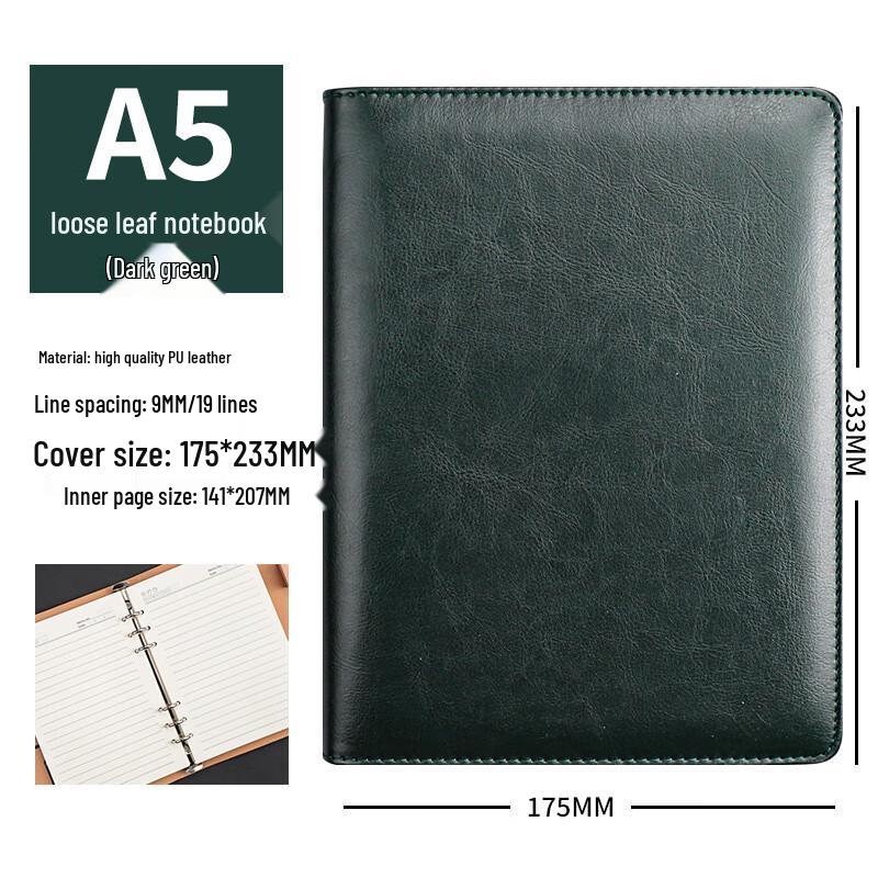 Business A5 Loose-leaf Notebook with Buckle, Soft Leather Cover, B5 Work Diary, Office Meeting Book