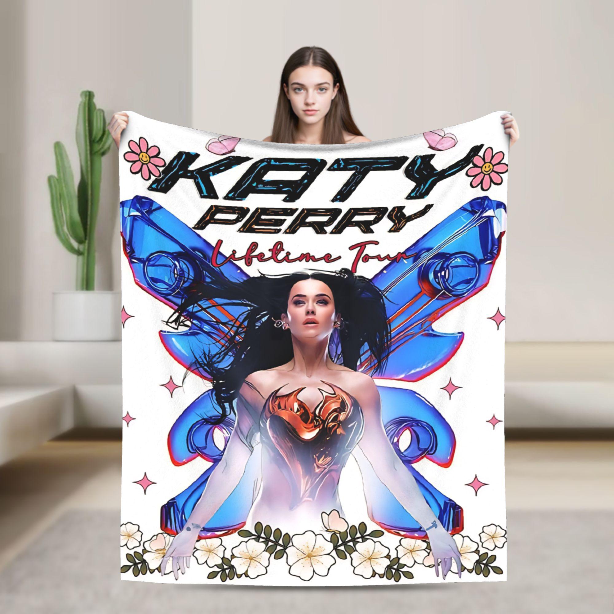 Perry Tour 2025  Katy Butterfly Blanket  Super Warm Street Trend Plush Throw Blanket For Outdoor Flannel Bedspread Bed Cover 130x150cm