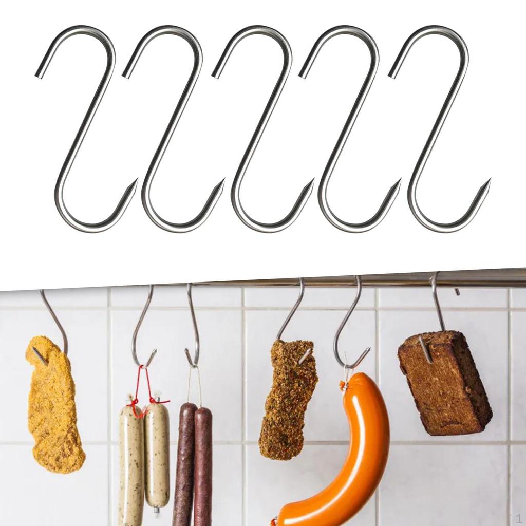 5 Stuks Vlees Haken voor Slachten, Slagershaak, Heavy Duty, BBQ Gereedschap, S-Haak, Vleesverwerking Grill