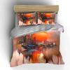 Sunset Sailboat Abstract Art Bedding Duvet Cover Set Duvet Cover Pillowcases  (1*Duvet Cover 2*Pillowcases, Without Duvet Insert)