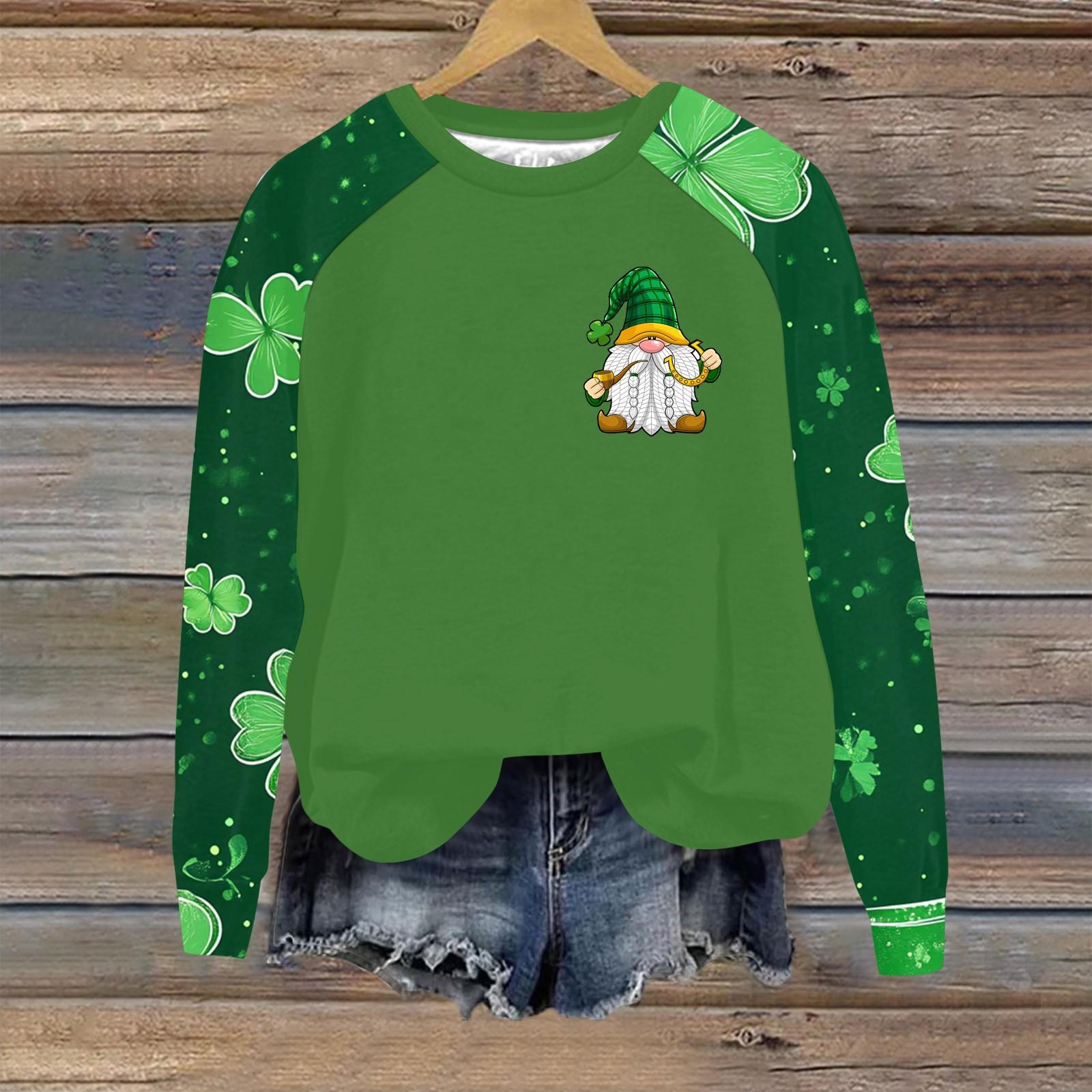 

Женский модный рукав реглан St. Повседневная толстовка с круглым вырезом и принтом ко Дню Святого Патрика XL