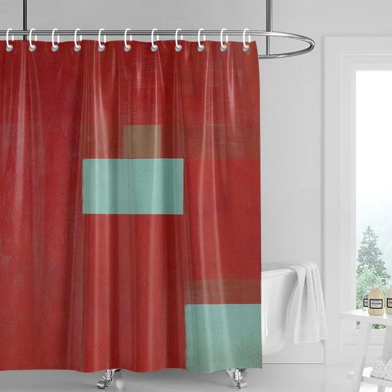 Abstract Earth Tone Shower Curtain - Organic Brushstroke Design, Waterproof with Grommets, Natural Bathroom Decor