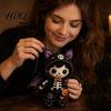 Heim-Freizeit-Nähprojekt Skelett-Hexe Patchwork-Set Gothic-Mädchen-Puppe DIY Vorgeschnittenes Stoff-Set Halloween für Erwachsene Jugendliche Handgemachtes Geschenk