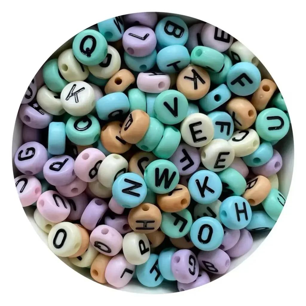100/200/300/500 Stück Acryl-Buchstabenperlen, gemischt, rund, flach, lose Abstandsperlen für die Herstellung von handgefertigten Schmuckstücken, DIY-Armbändern und Halsketten