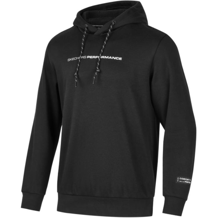 Skechers Comfort Sports Series Casual Warm Solid Color Simple Fleece Sweatshirt Men sweatshirt Carbon-Black P424M018-0018 S