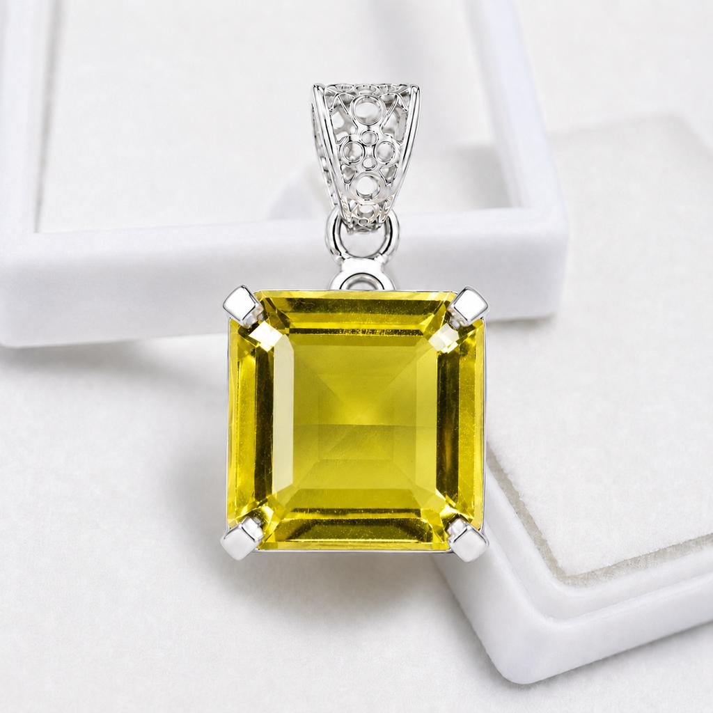 Lab Created 75 Ct Yellow Sapphire Square Cut Pendant 925 Sterling Silver Jewelry