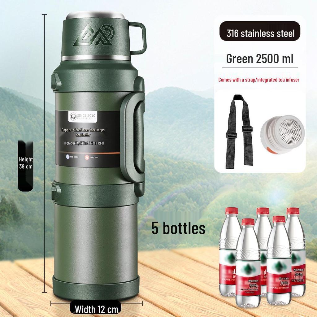 Large Capacity Stainless Steel Insulated Travel Thermos Flask - Portable, Multi-Use Hot Water Kettle