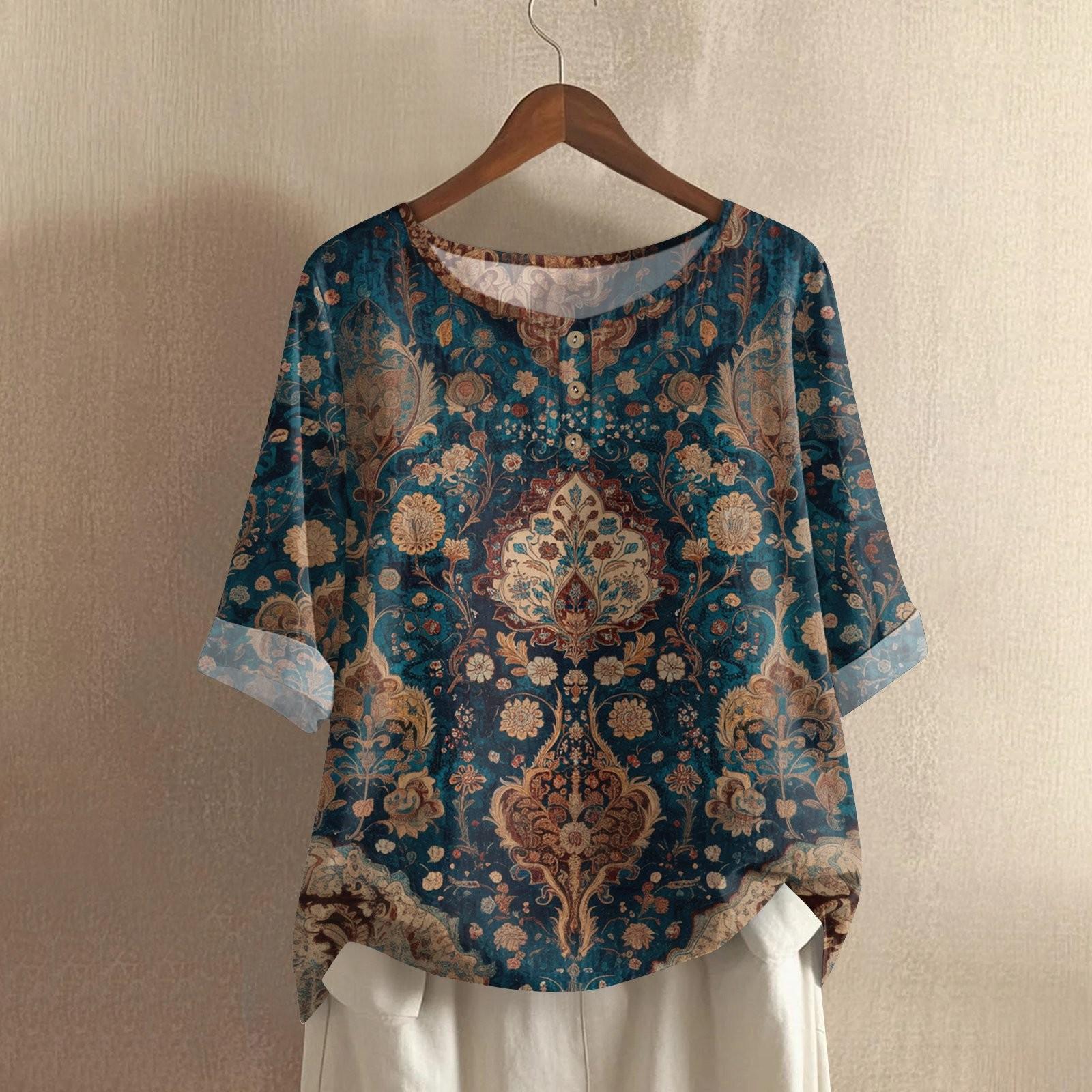 

Женская модная и повседневная рубашка с полурукавом, круглым вырезом и принтом, блузка, топ XXL