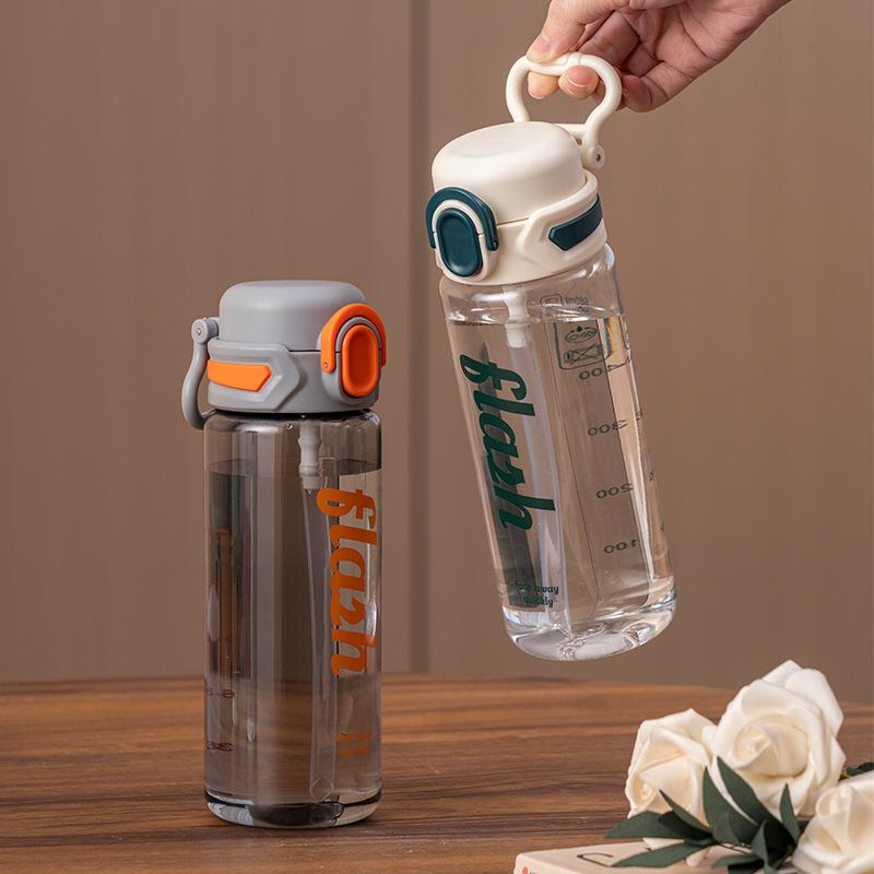 Water bottle summer high value student water cup sports simple fresh double drink easy cup boys and girls portable anti-drop straw cup