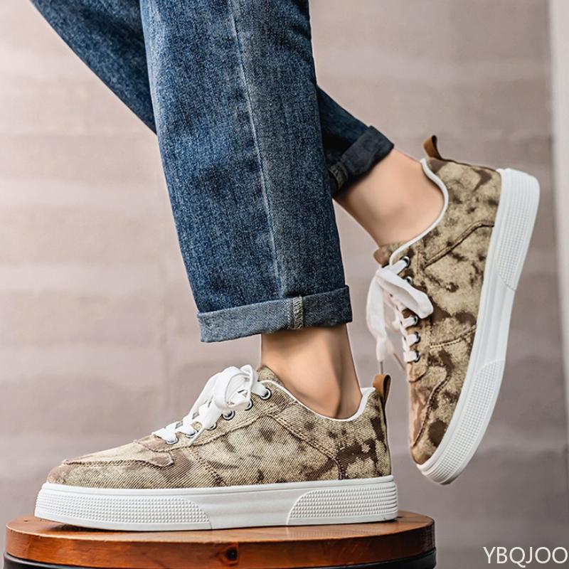 Spring niche versatile casual board shoes for men thick soled sports leisure daily simple comfortable denim cloth shoes