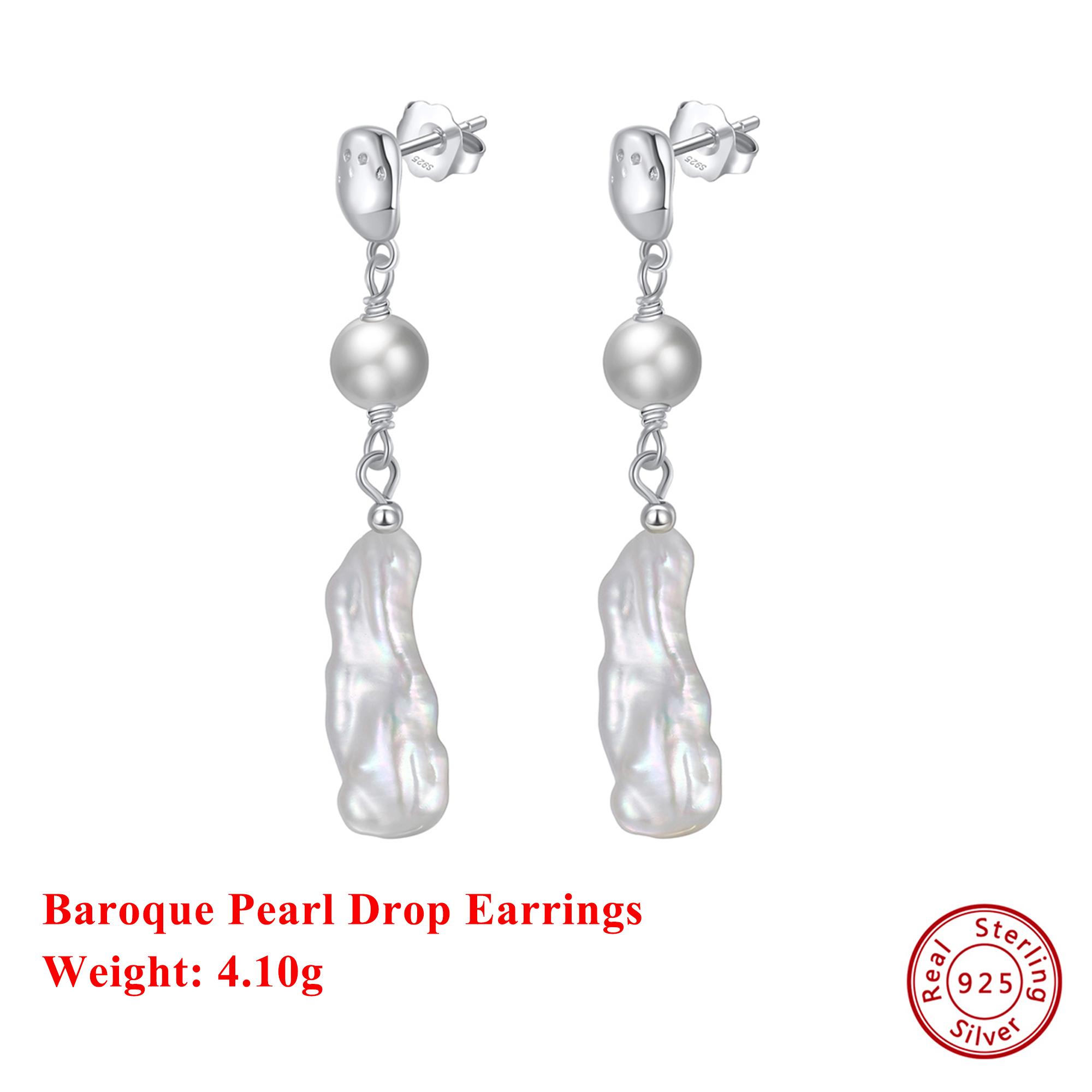 

Effie Queen 925 Pure Silver 14k Gold Baroque Shaped Zirconia Drop Earrings Timeless Jewelry for Women Banquet Party Gift GPE18