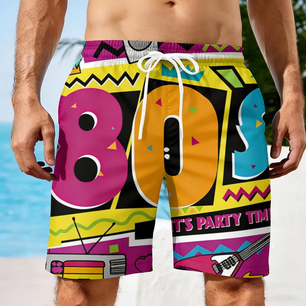Men 80s 90s Shorts 3D Print Retro and Trendy Short Pants For Men's Beach 80s Shorts Male Summer Hawaiian Board Short Swim Trunks