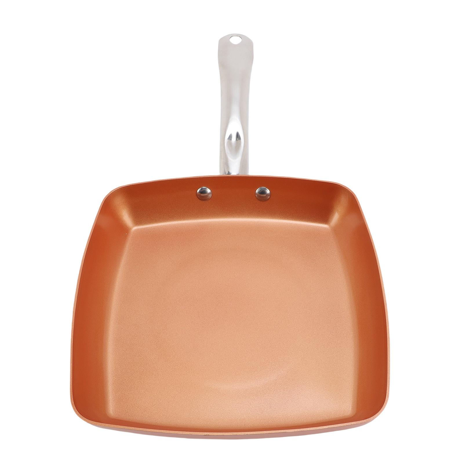 

Сковорода Медного Цвета Алюминиевый Сплав Нержавеющая Сталь Антипригарная Квадратная Сковорода с Многослойным Дном для Открытого Огня L