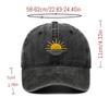 Unisex Vintage Washed Baseball Cap - Embroidered Beach Sunrise, Breathable & Sun Protective for Summer Outdoor Activities
