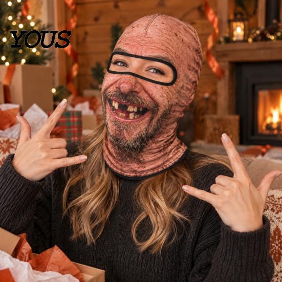 Accessori Foto Evento di Gruppo Maschera da Sci Vecchio, Balaclava Facciale Divertente 3D Realistico, Copricapo Invernale Sportivo Novità con Copertura per il Collo per