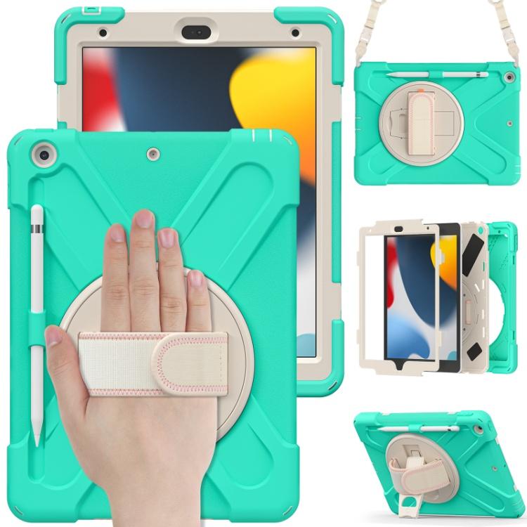 Custom 3-in-1 Protective Tablet Case for iPad 9th 8th 10.2 Inch Shockproof with Wrist Strap and Pencil Holder