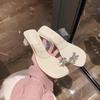 Grape mother, the same fairy character with exquisite butterfly rhinestone temperament square head transparent belt high heels cool slippers woman