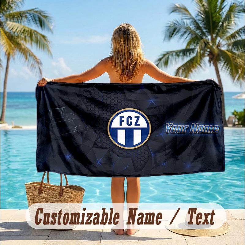 Custom Text Beach Towel, Soft Absorbent Swimming Multi-use TowelFC Zürich