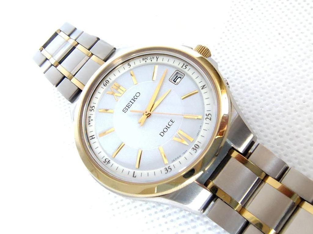 [USED] Radio-controlled solar watch, extremely rare, Seiko Dolce two-tone titanium