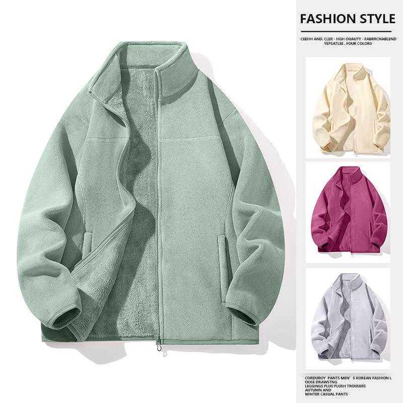 Couple's Plus Velvet Thickened Sherpa Fleece Jacket - Warm, Woolen, Coral Fleece Coat for Men & Women