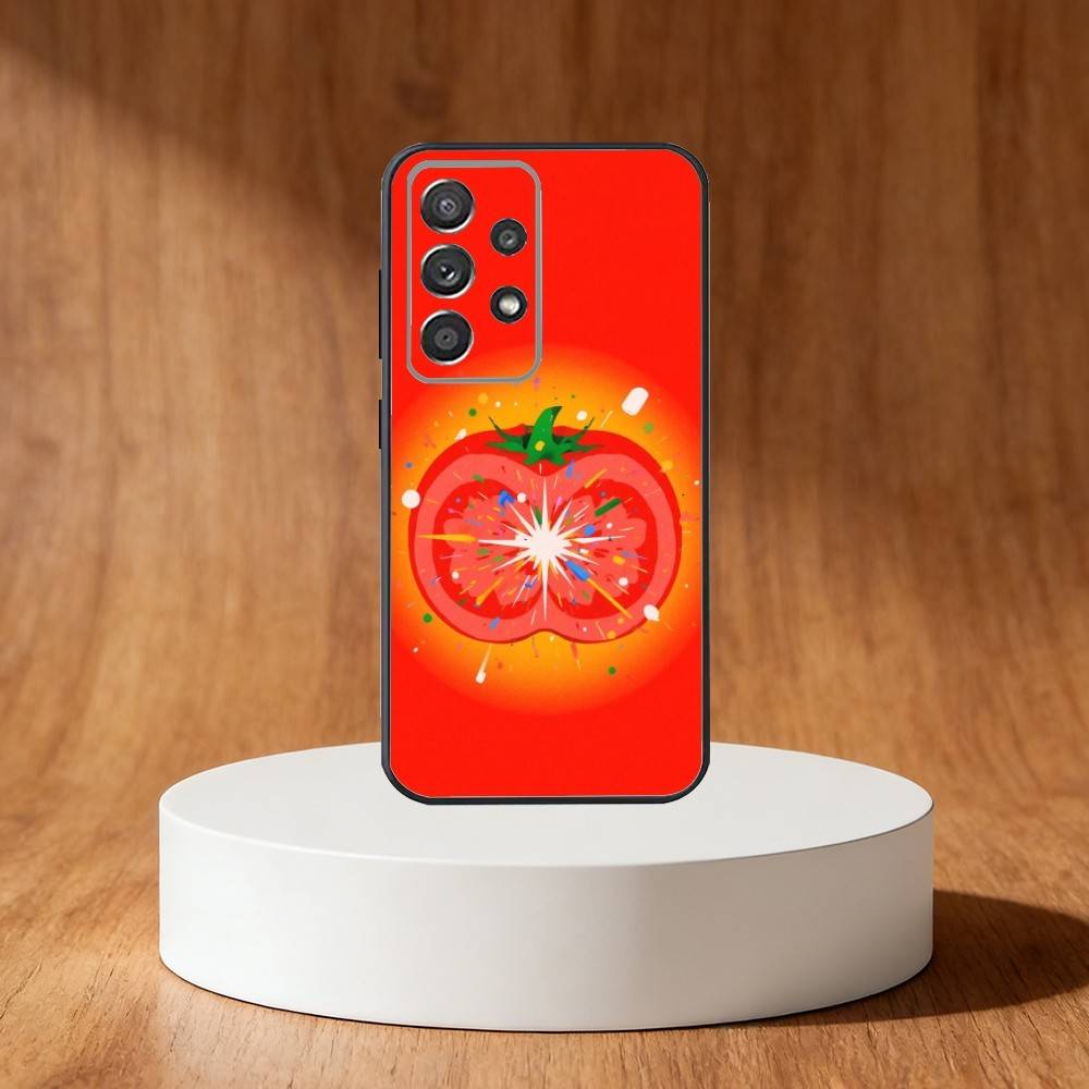 Ins cute Tomatoes Phone Case For Samsung S25,S24,S21,S22,S23,S30,Ultra,S20,Plus,Fe,Note,10,9,5G Black Cover