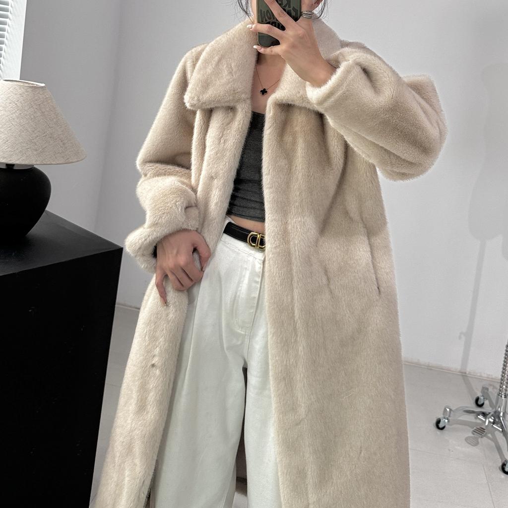 New Imitation Fur Eco-friendly Fur Coat Long Imitation Mink Fur Coat for Women