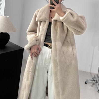 New Imitation Fur Eco-friendly Fur Coat Long Imitation Mink Fur Coat for Women