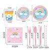Rainbow Cloud Sun Happy Girls Princess Birthday Party Decor Set with Pink Plates Napkins Disposable Tableware for 10 Guests