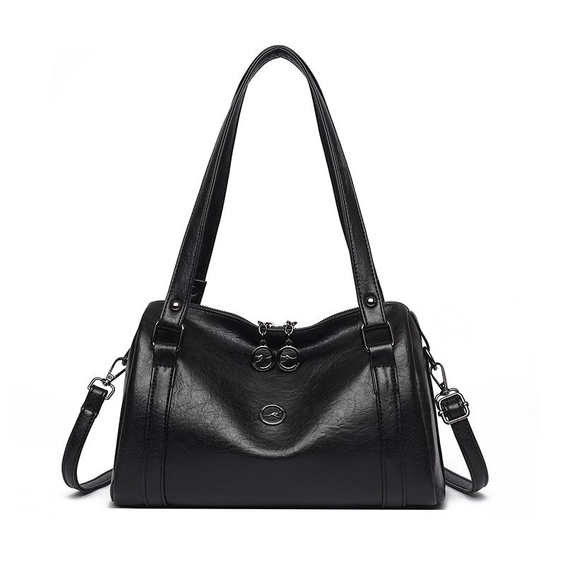 

New Trend PU Leather Shoulder Bag For Women Soft Handbag Elegant Ladies Tote Crossbody Versatile Daily Use With Adjustable Strap чёрный