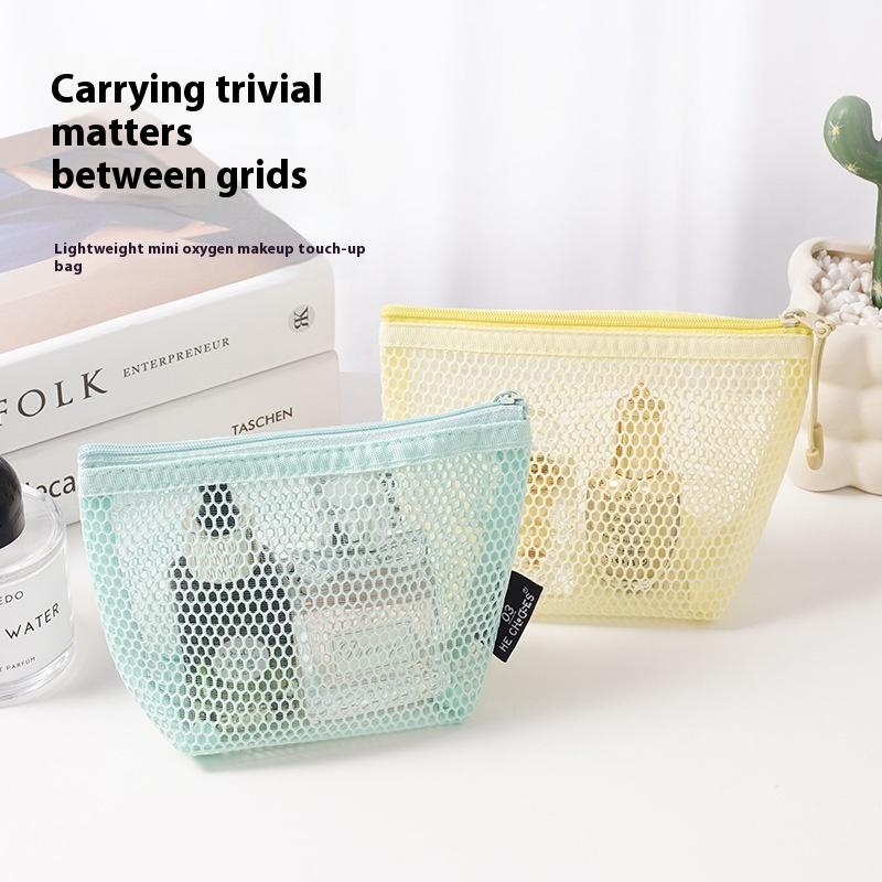 Tragbare Einfache Lippenstift Kosmetik Aufbewahrungstasche Netzdesign Toilettenartikel Tasche Badezimmer Organizer Für Kosmetik Toilettenartikel Hautpflege