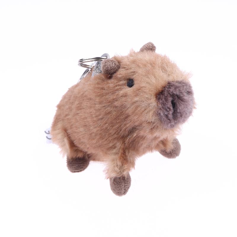 Kawaii Simulation Plush Capybara Keychain Cute Stuffed Animal Doll Pendant Car Key Holder Backpack Hanging Decoration Gifts