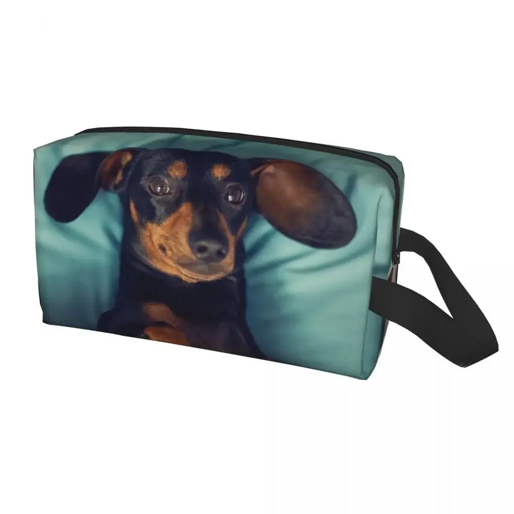 Custom Dachshund Toiletry Bag Women Badger Sausage the Wiener Dog Cosmetic Makeup Organizer Lady Beauty Storage Dopp Kit Case