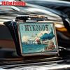2D Flat 1 Retro Greek Island Mykonos Metal License Plate - Greek Coastal Decor, Suitable for Home, Bar, Cafe, Garage, Office