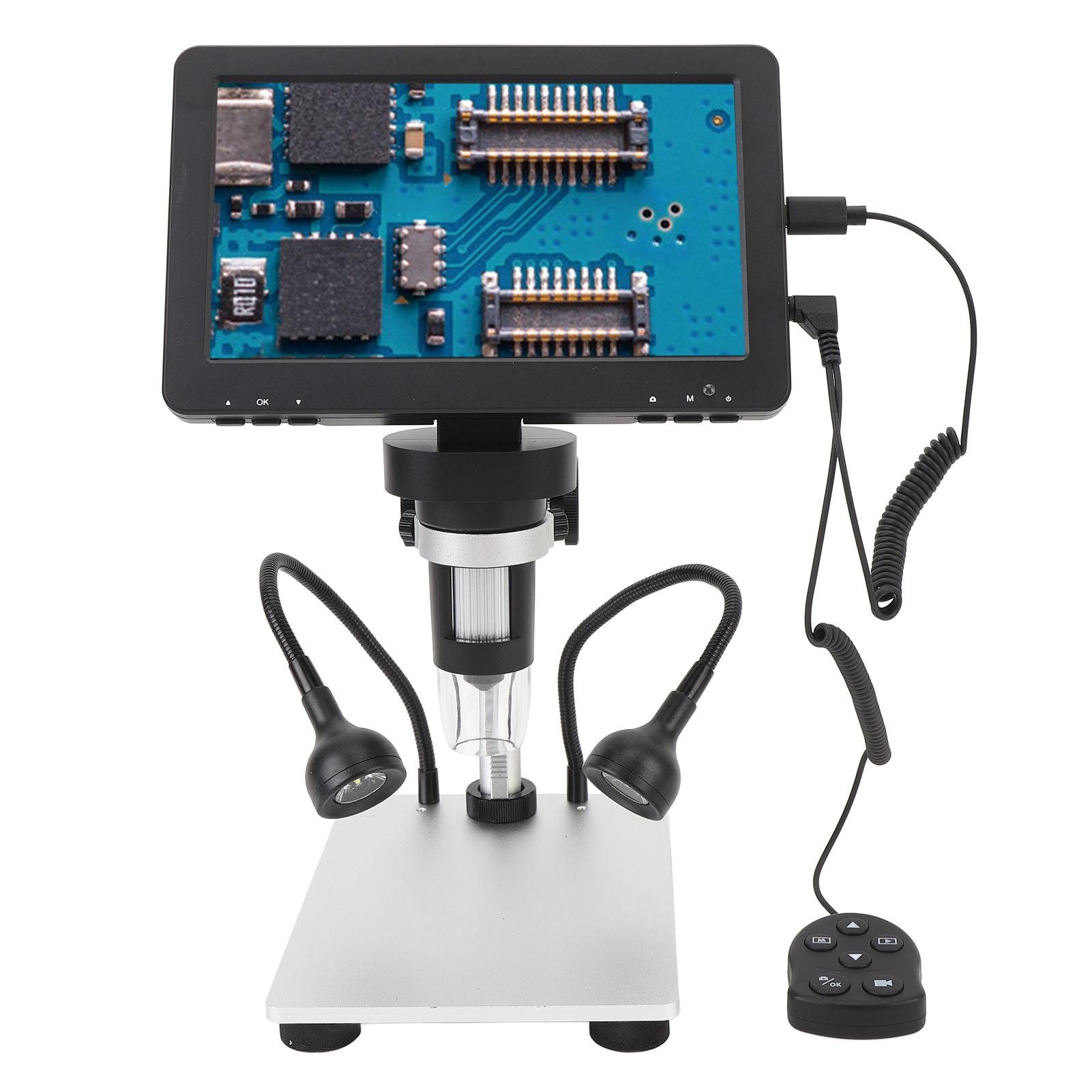 

Цифровой микроскоп с 7-дюймовым экраном и подставкой. Электронный микроскоп с лупой 101200X. чёрный