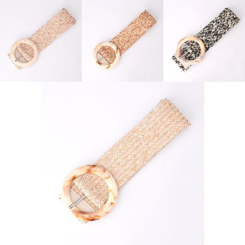 Bohemian Womens Fashion Wide Faux Grass Weave Belt For Dresses And Blouses